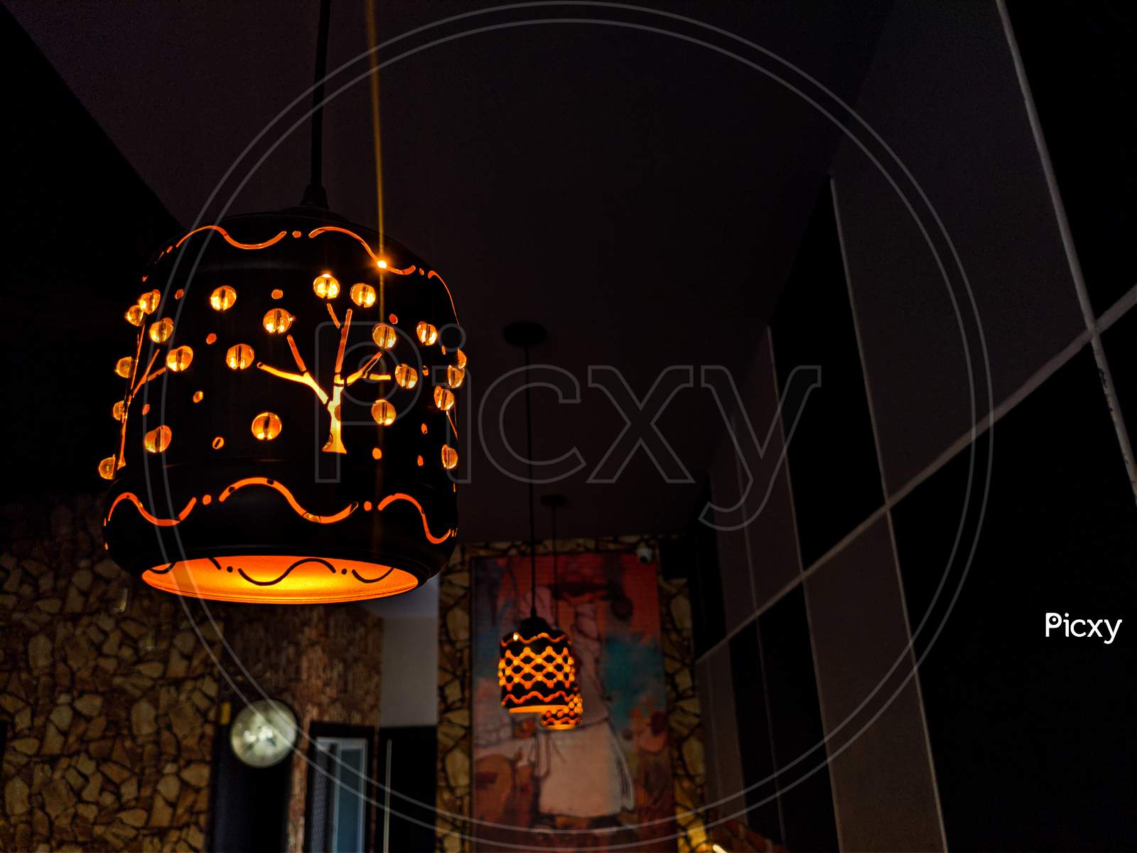 Lamp in cafe interior decoration