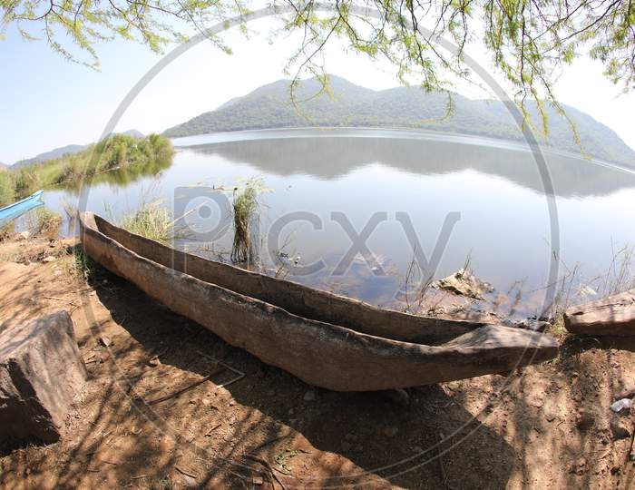 Boat near a water at rural area