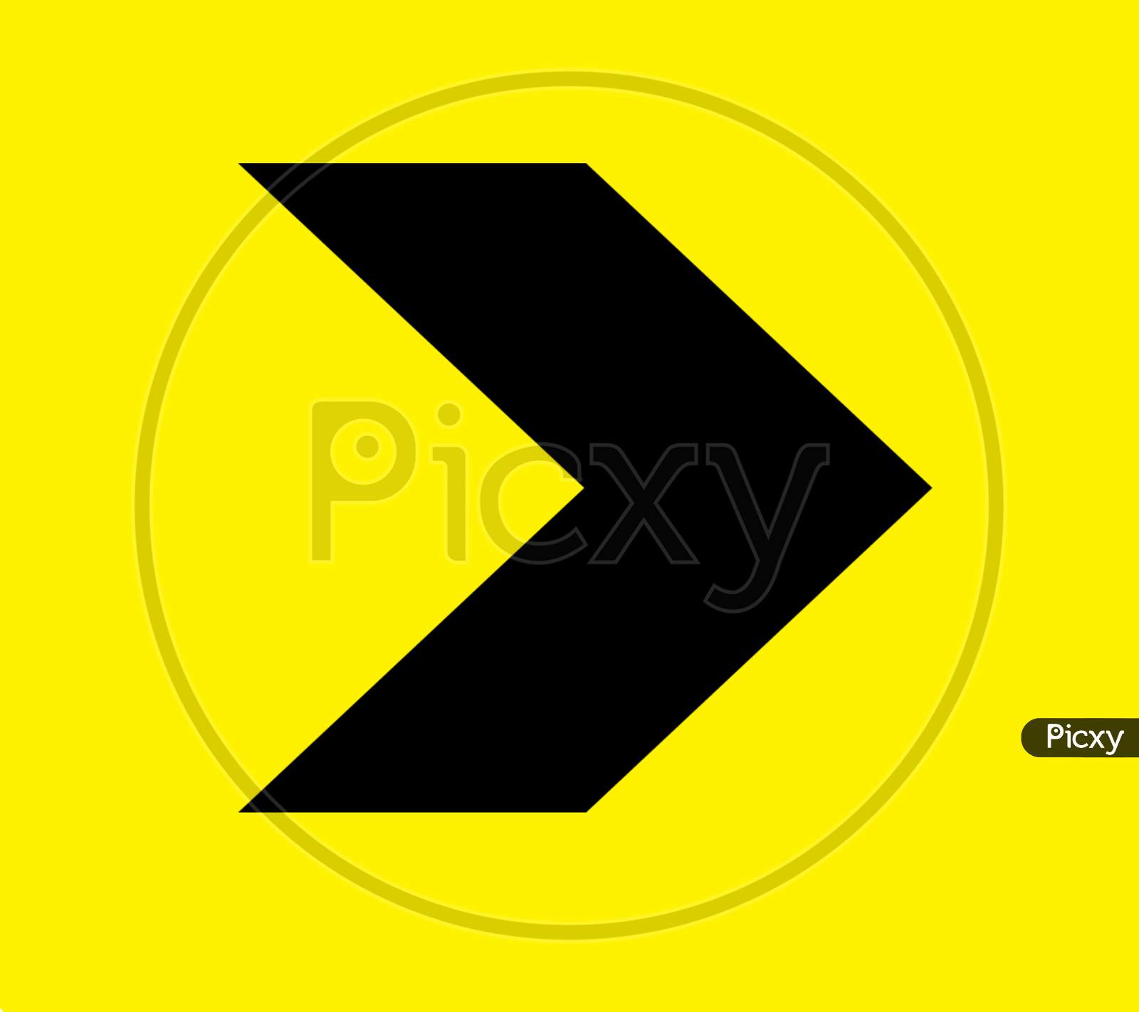 Traffic Sign Right Arrow With Yellow Background.