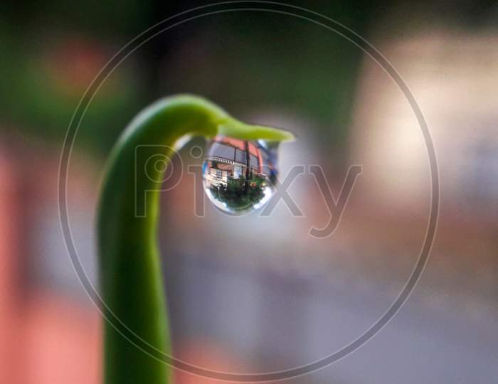 Reflection inside droplet