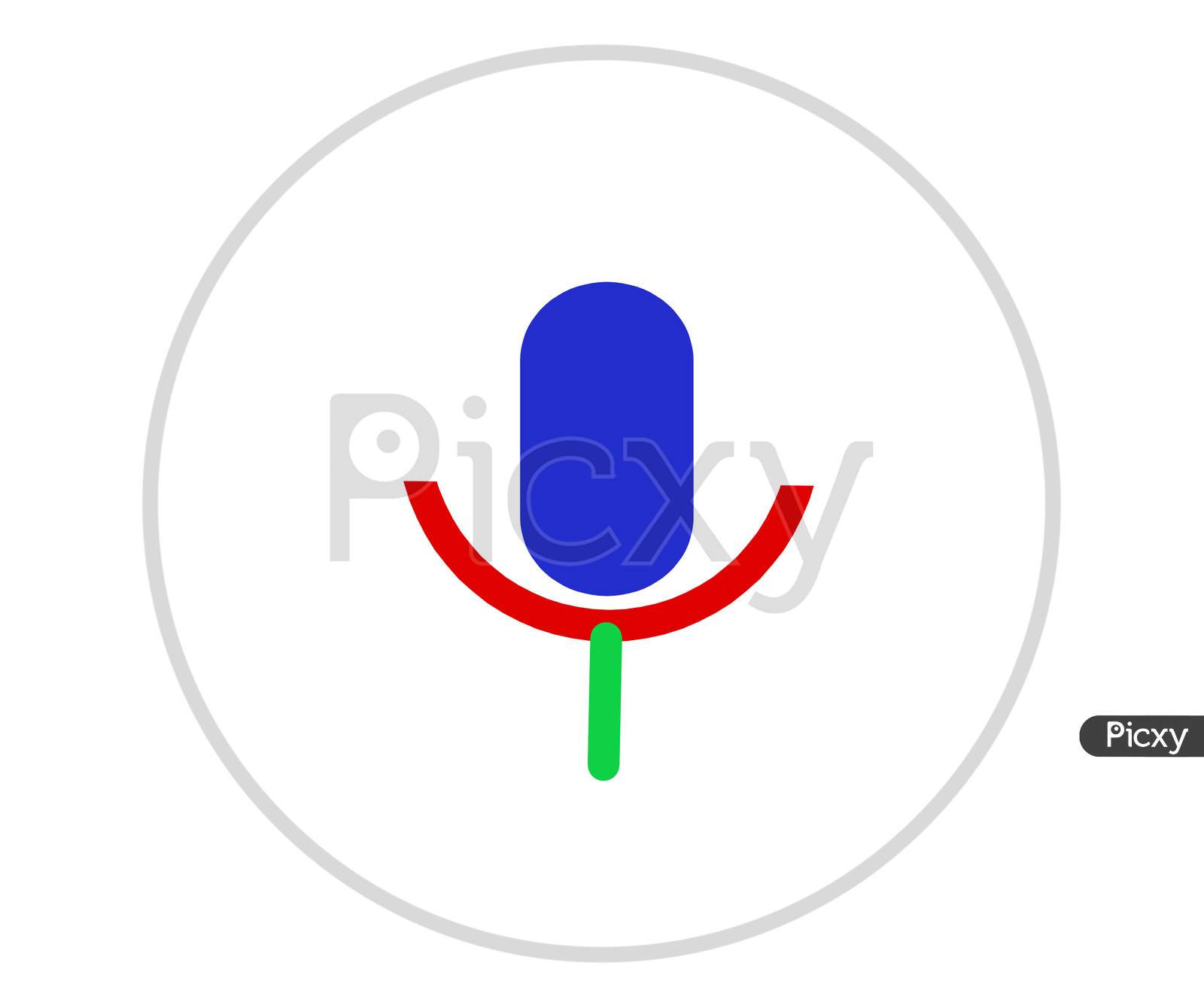 Mic Symbol With White Background And Tree Color Mix Mic.