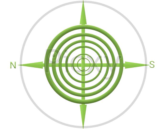 Green compass icon in white background