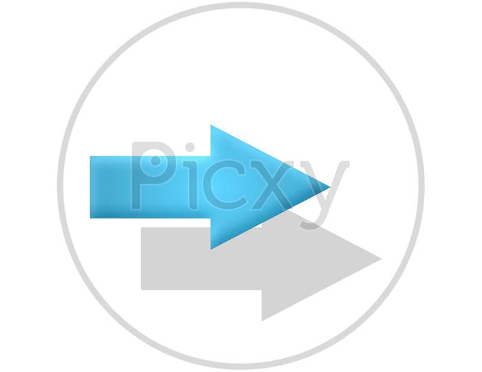 Digital art of right arrow sign in white background