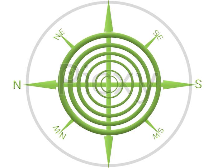 Green compass icon in white background
