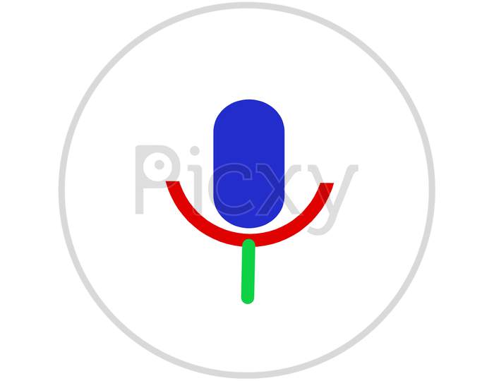 Mic Symbol With White Background And Tree Color Mix Mic.