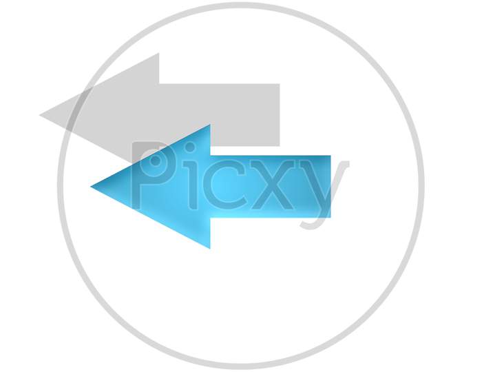 Digital art of a left arrow icon in white background