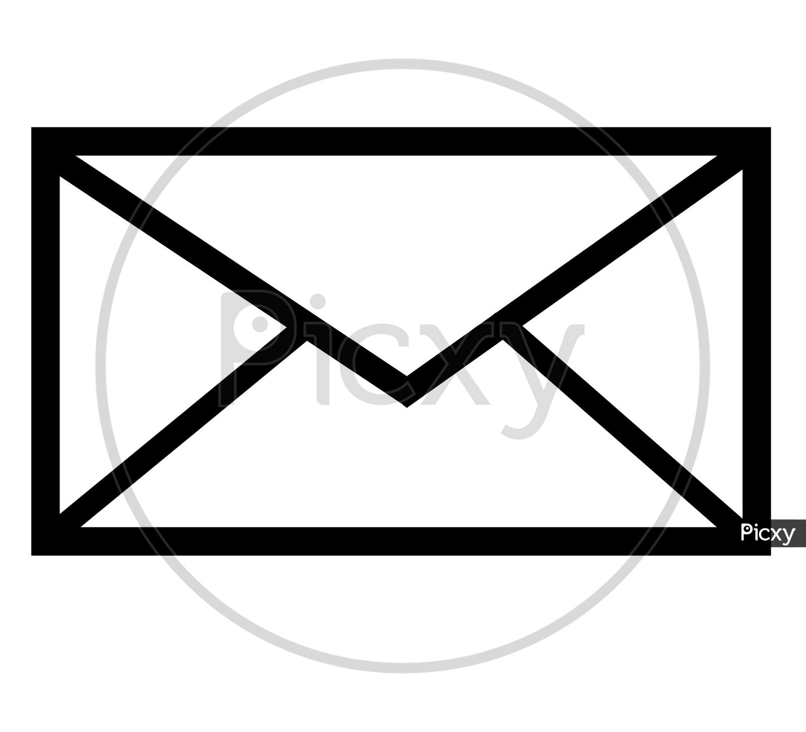 Message Icon With White Background And Black Color Border.