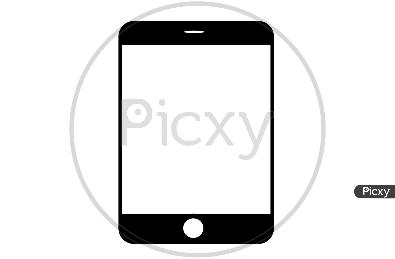 Mobile Frame With White Background And Black Color Mobile.