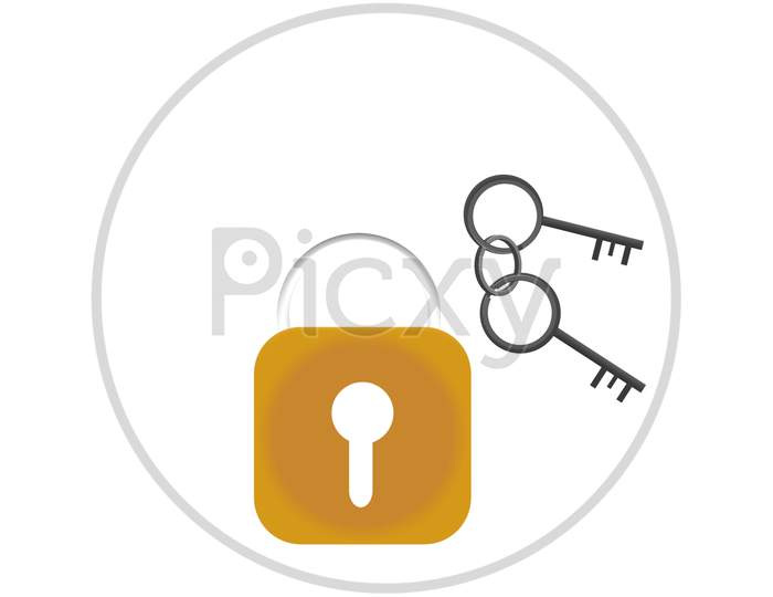Lock and key icon design in white background