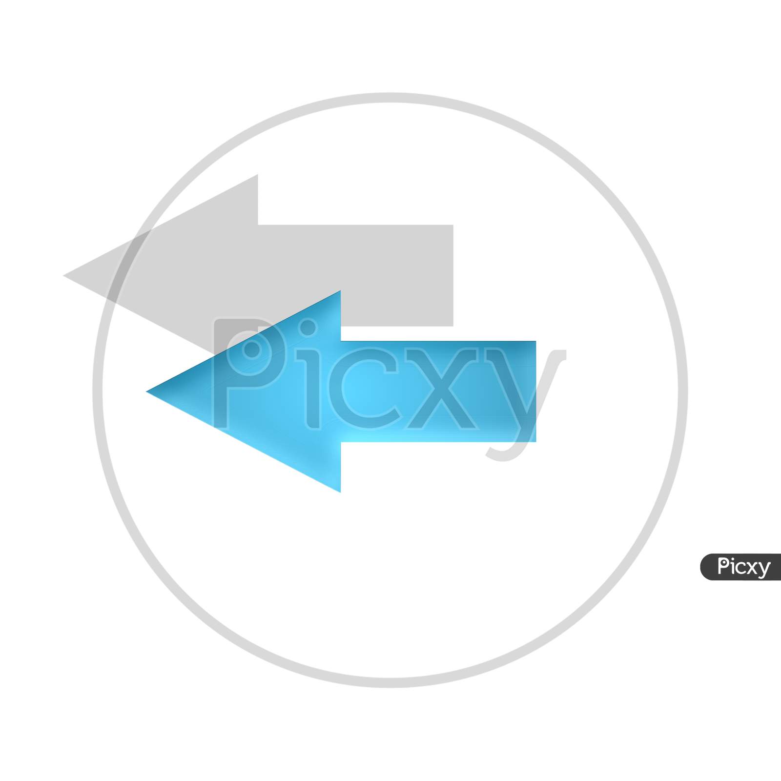 Digital art of a left arrow icon in white background