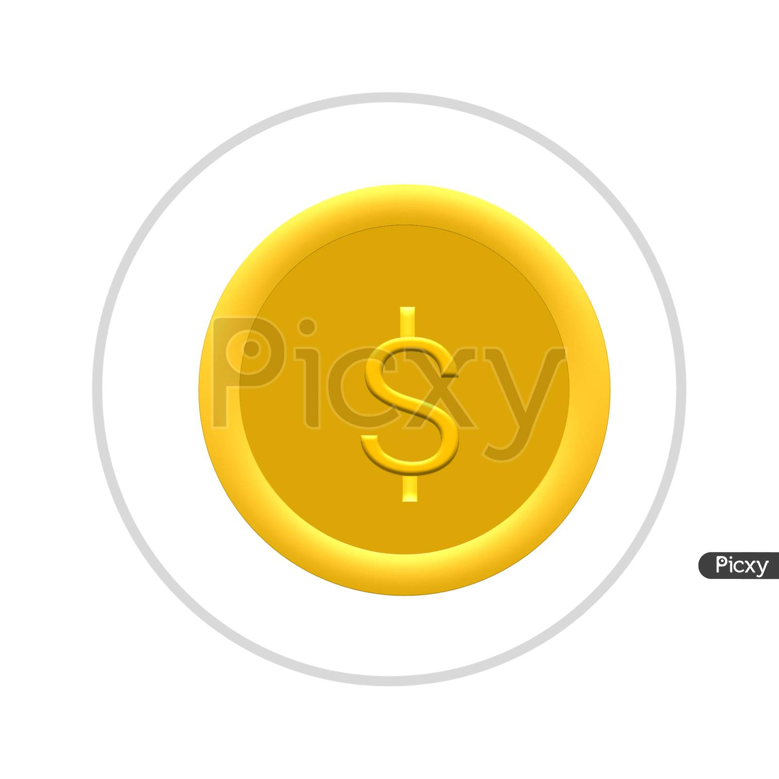 Dollar symbol in gold colour in white background