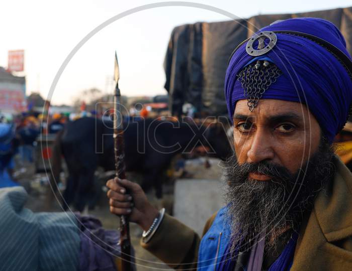 A Nihan Poses For A Photograph During A  Protest Against The  New Farm Laws At Singhu Border On December 13, 2020 In New Delhi, India. Thousands Of Farmers Are Protesting On Various Borders Of The National Capital Since November 26, Seeking Repeal Of Three Farm Laws E