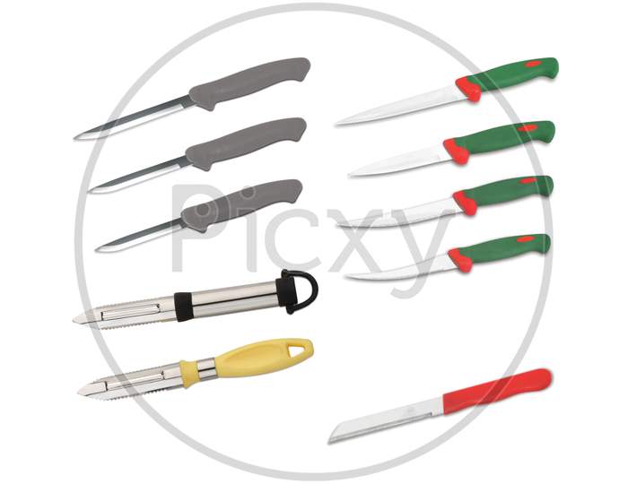 Set Of Kitchen Knives Use For Kitchen, Knife Set.