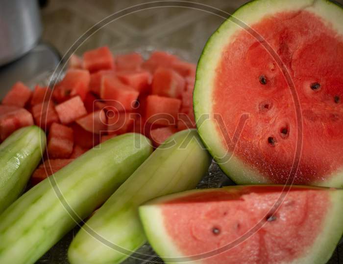 Watermelon And Cucumber Peeled Off