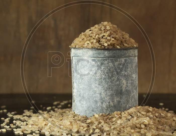 Traditional Raw Rice Measuring Container In Kerala.