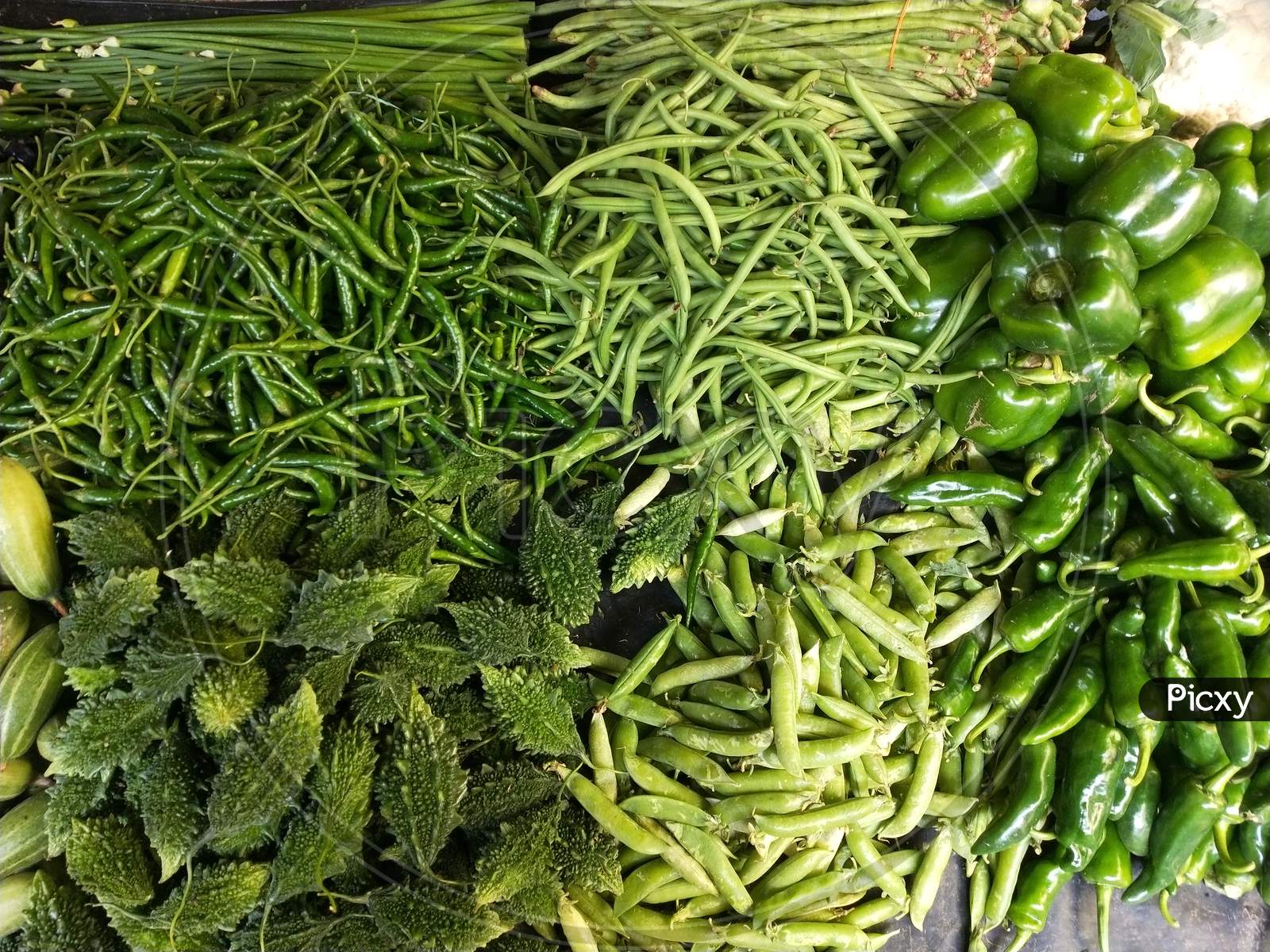 Fresh green vegetables from the market