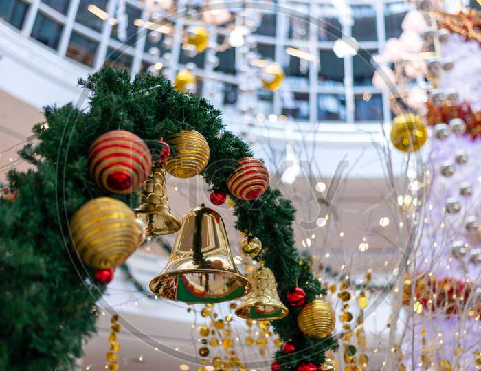 Christmas Jingle Bell Hanging With Garland