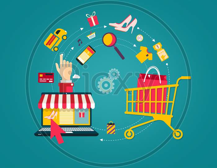 Online Shopping - Laptop To Shopping Cart
