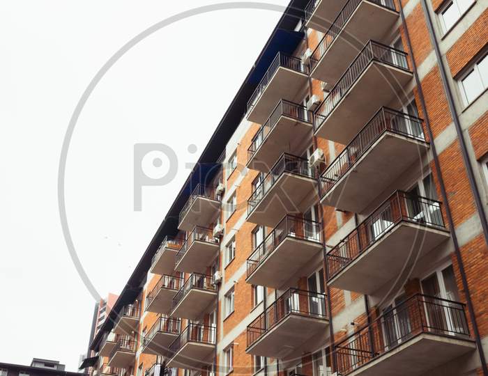 New Apartment Houses With Balconies In Saburtalo Area. Tbilisi.Georgia