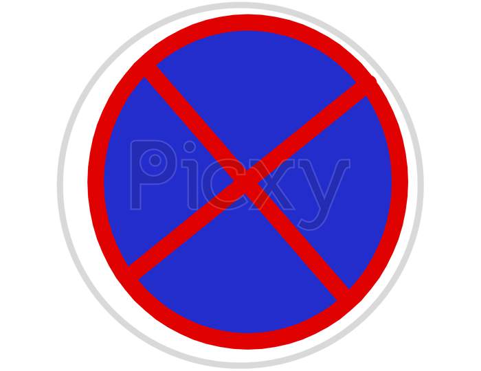 No Entry Traffic Sign With White Background.
