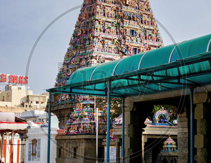 Chennai, India - October 27, 2018: Interior Of Arulmigu Kapaleeswarar Temple An Ancient Hindu Architecture Temple Located In South India