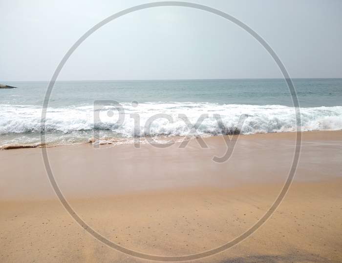 Waves on the beach seascape view, Kurumpanai beach in Tamilnadu India