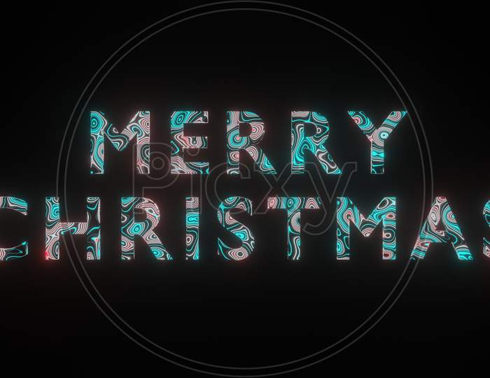 3D Illustration Graphic Of Beautiful Texture Or Pattern On The Text Merry Christmas, Isolated On Black Background.