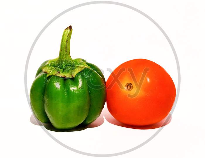 Green Capsicum And Tomato - Vegetable/Fruit