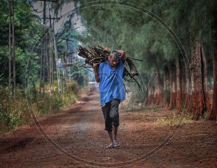Villager carrying his earning