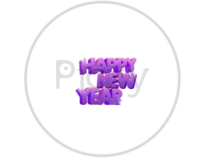 A 3d illustration image of typography of Happy New Year.
