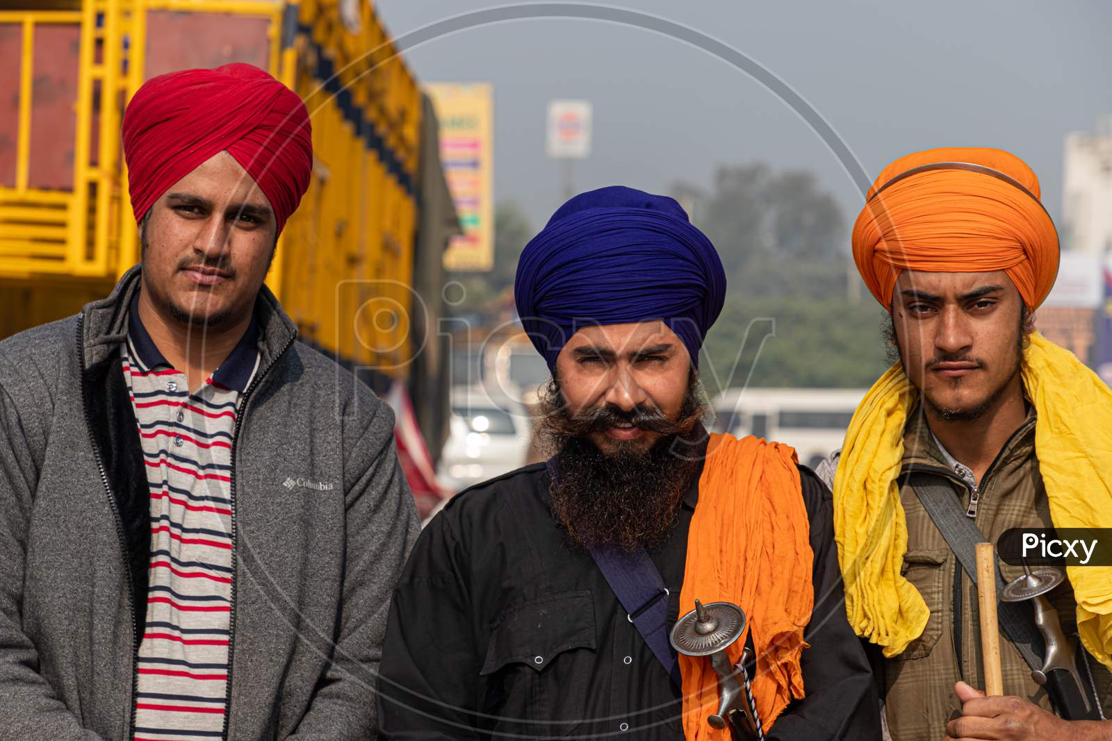 Portrait Of The Group Of Nihang Sikh At Singhu Border.