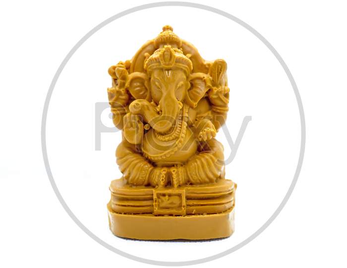 Lord Ganesh Idol On White Background