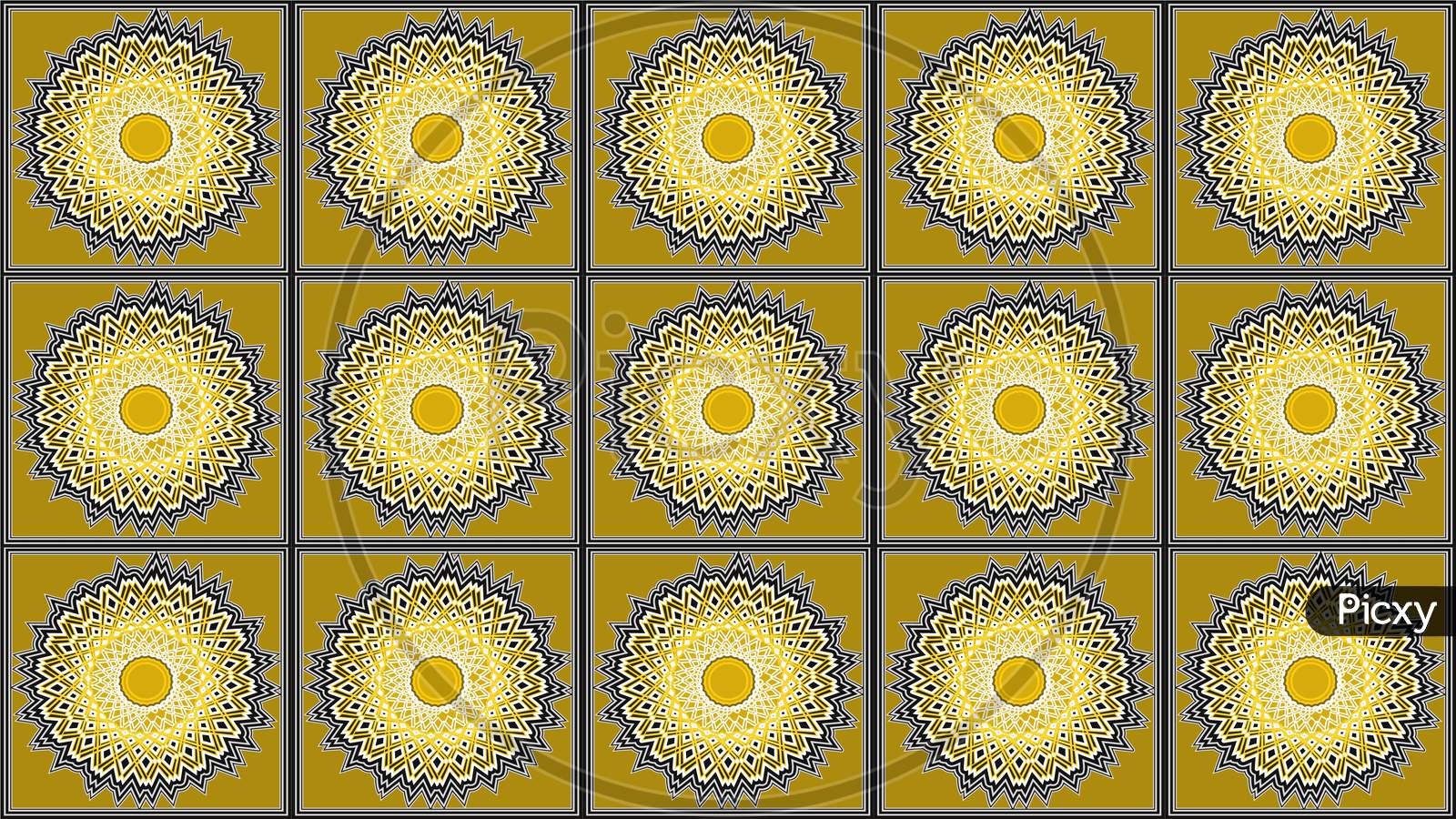 Golden Color Vector Background Wallpaper Having In Round Abstract Flower Design.