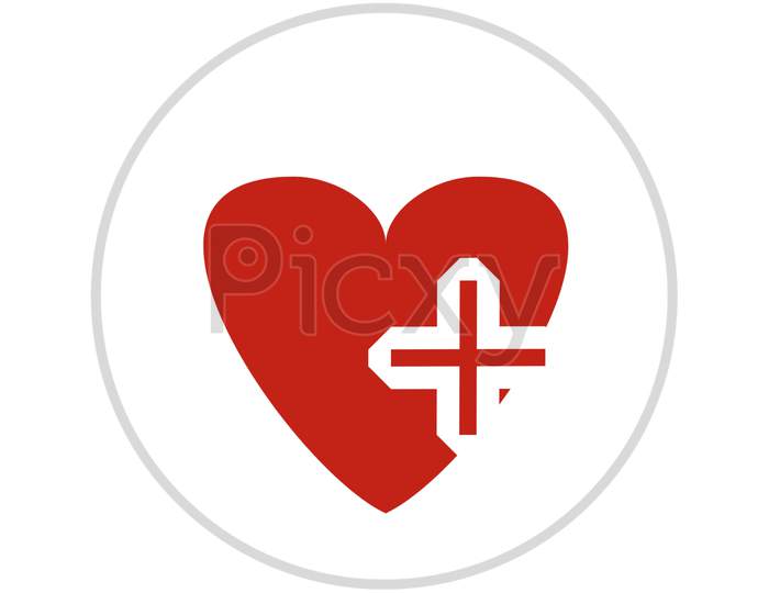 Red heart icon with plus sign