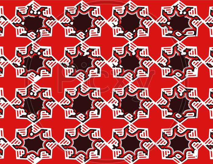 Image Of A Virus Pattern, Triangle Shape, Red Color, Graphic Design.