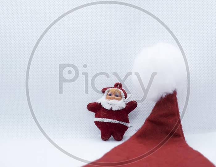 Santa Claus With Hat On White Background