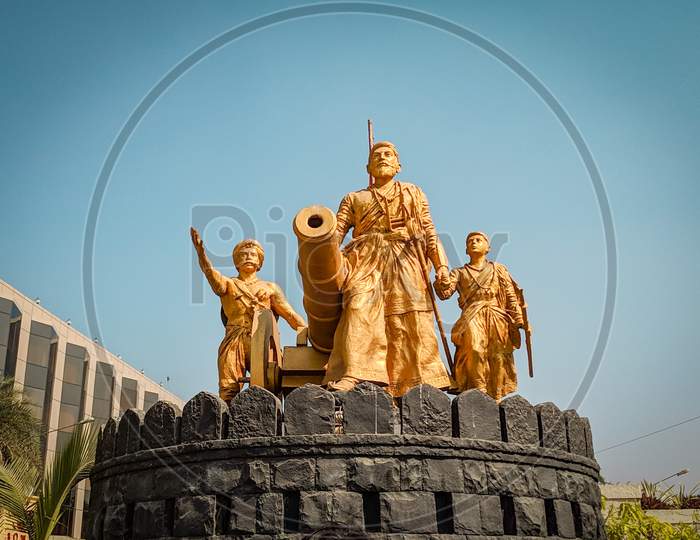 Shivaji statue at Juhu beach, mumbai