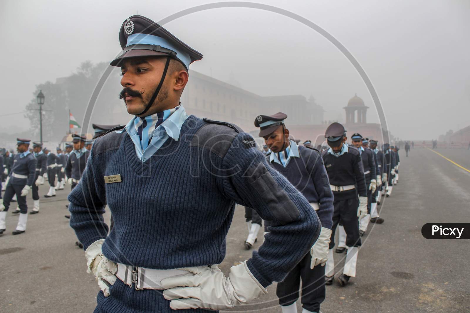 India Gate, New Delhi, India, January-2020: Soldiers Of Indian Army Marching At Rajpath.A Ceremonial Boulevard As They Take Part In Rehearsal Activities For The Republic Day Parade.