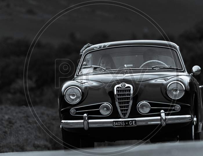 Alfa Romeo 1900 C Super Sprint 1955 On An Old Racing Car In Rally Mille Miglia 2020 The Famous Italian Historical Race (1927-1957