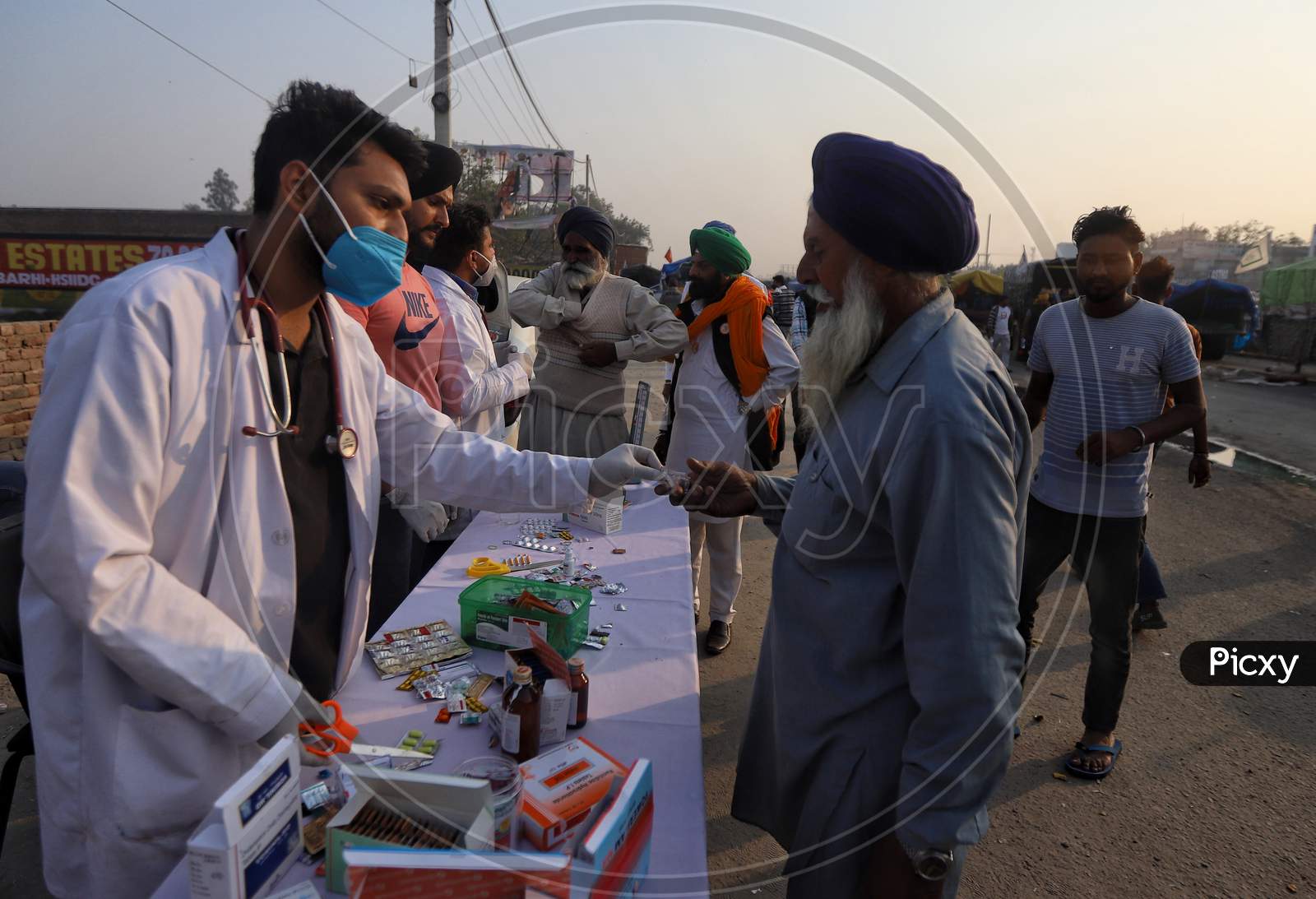 Medical camp at Delhi’s Singhu Border during a farmers protest against new farm laws in New Delhi, India.