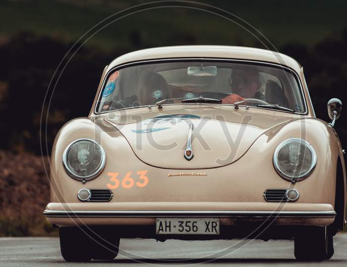 Porsche 356 A 1600 Coupé 1956 On An Old Racing Car In Rally Mille Miglia 2020 The Famous Italian Historical Race (1927-1957)