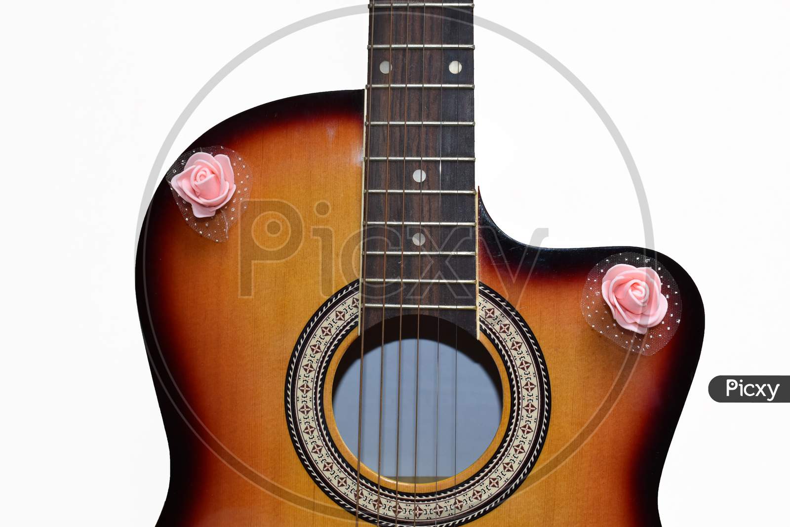 acoustic guitar in white background