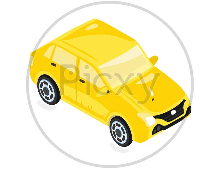 Yellow Taxi Cab Vector Illustration.