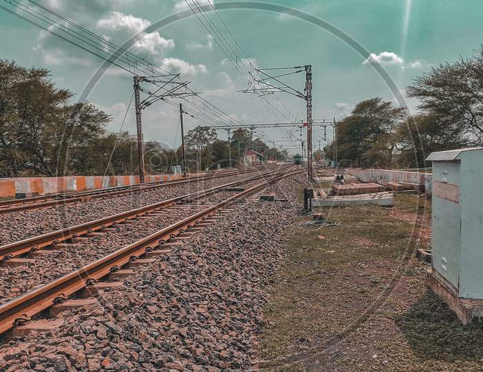 Railway track with sky
