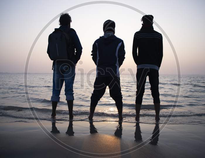 Three Adventures  Lovers Looking Sunset View By The Padma River In Bangladesh