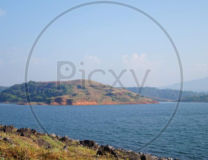 Reservoir Of Banasura Sagar Dam In Wayanad, Kerala, India. It Is The Largest Earth Dam In India And Second Largest In Asia.