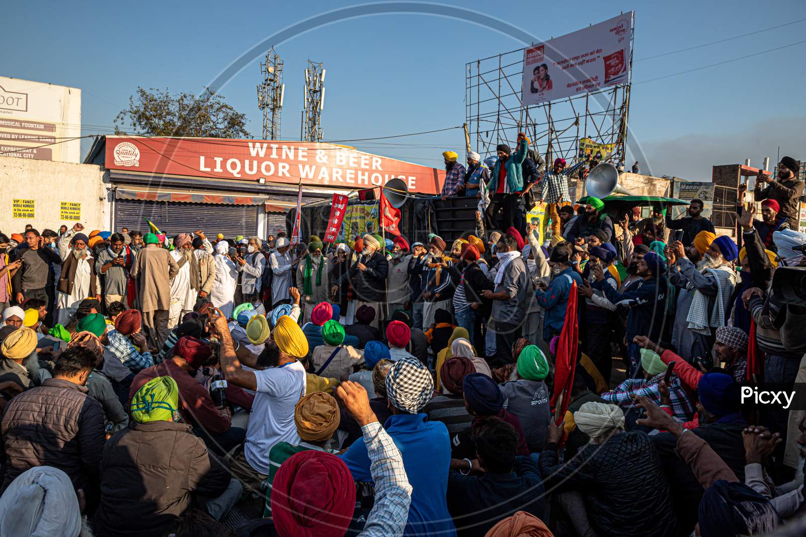 Farmers Are Protesting Against New Farm Law In Delhi Border, India.
