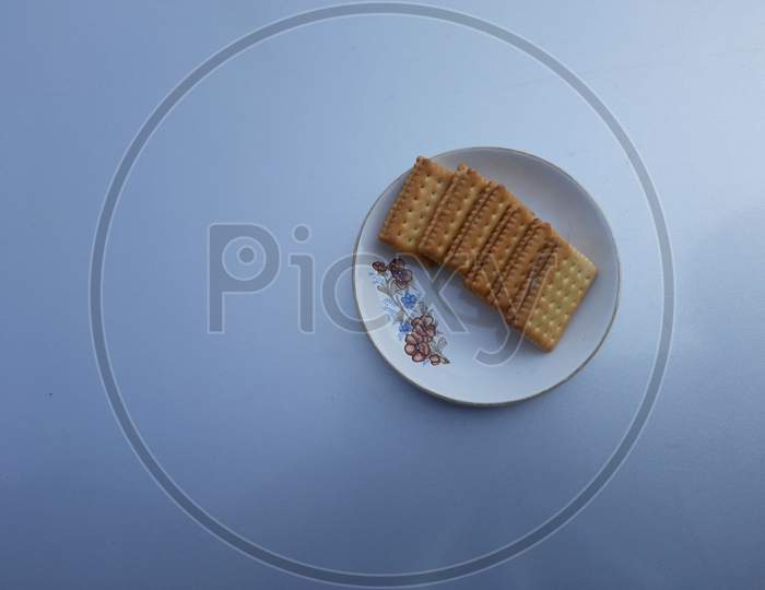 Biscuit on plate in White Background,  Biscuit image, SelectiveFocus