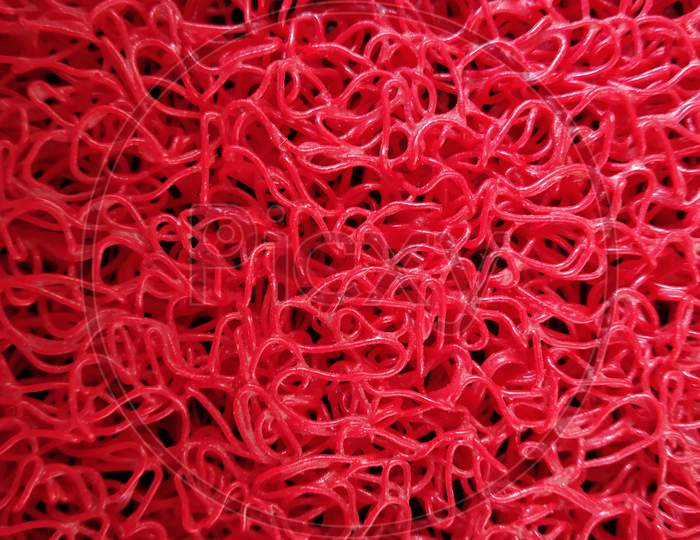 Red color door mat plastic fiber made