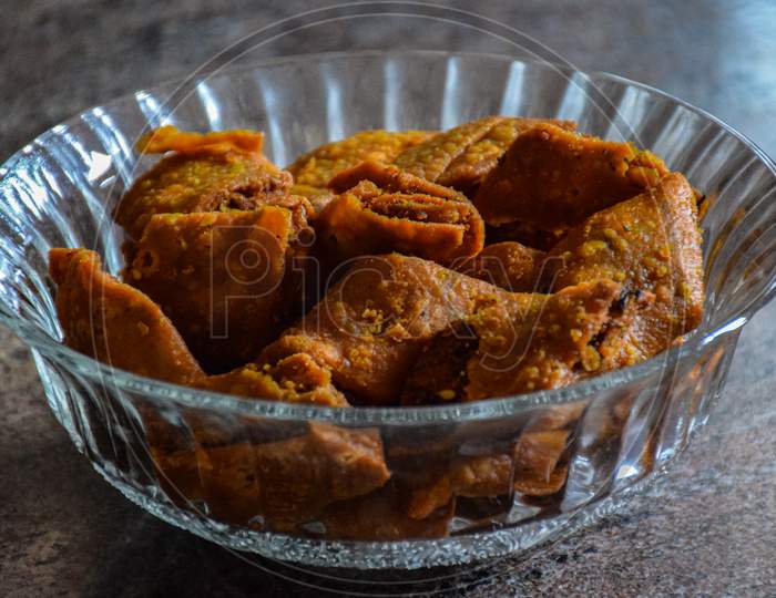 Picture Of Testy And Spicy Snacks Coriander Wadi Or Coriander Fritters . It Is Popular Dish Of Maharashtra.